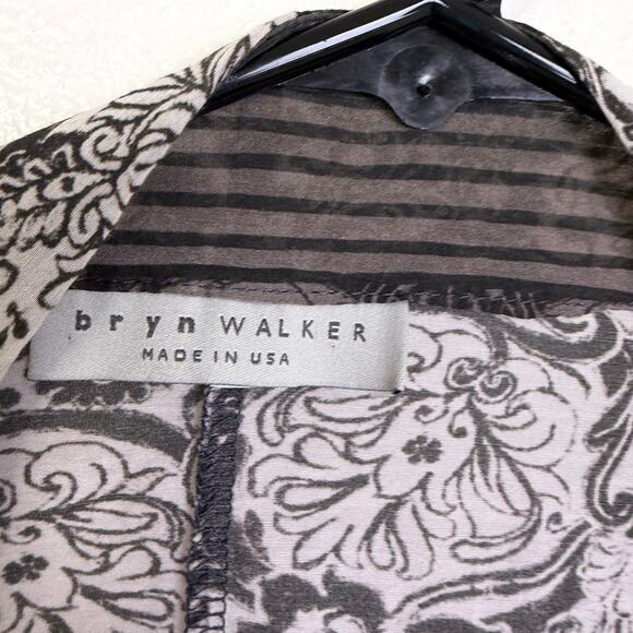 Bryn Walker Jacket Womens XL White Black Cotton Silk Floral Ombre Top Boho - Picture 5 of 12